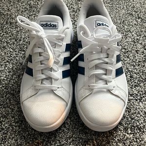 Adidas Cloud Foam tennis shoes- Navy blue stripes- Size 8 1/2 Womens